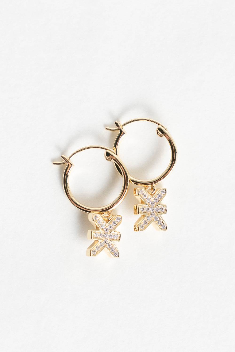 Karo Kauer PRE ORDER Logo Hoops Sparkle Gold Preisnachlass