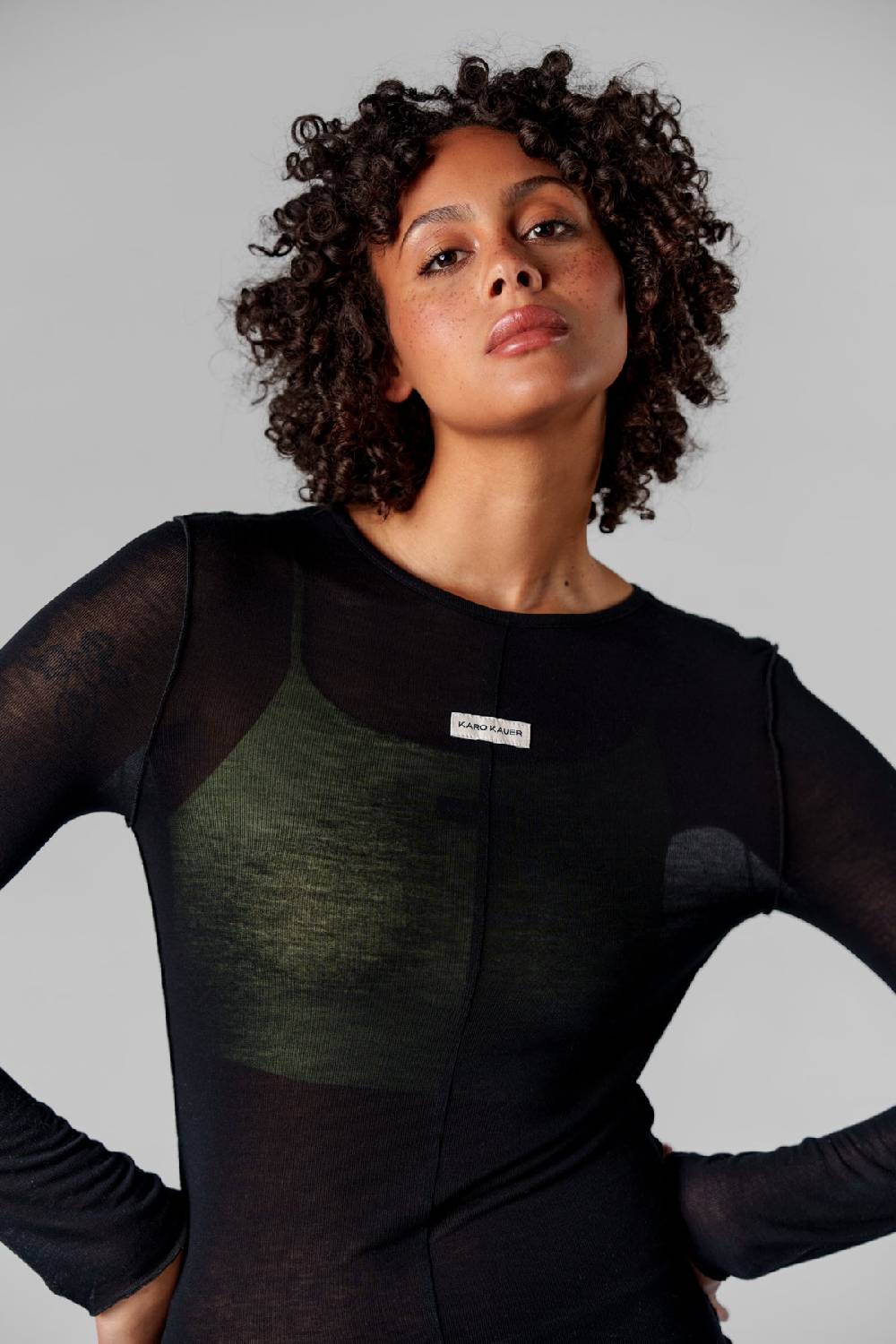 Karo Kauer Mesh Longsleeve Black Neueste Stile
