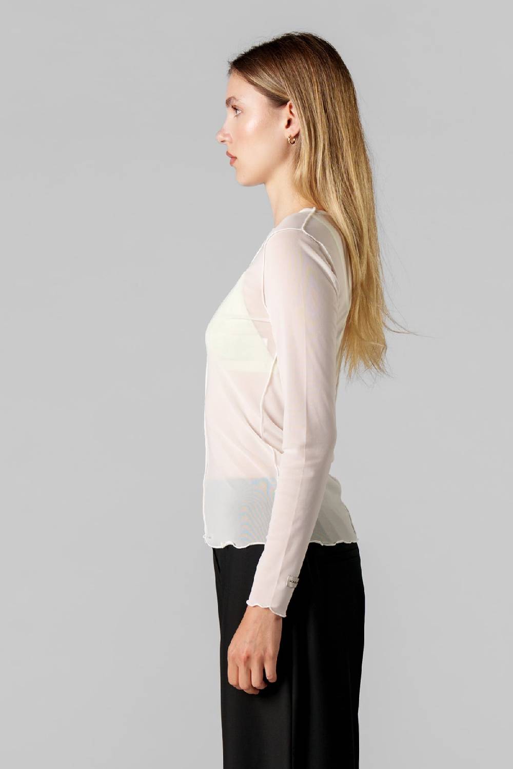 Karo Kauer Mesh Longsleeve Creme Letzte 2 Tage