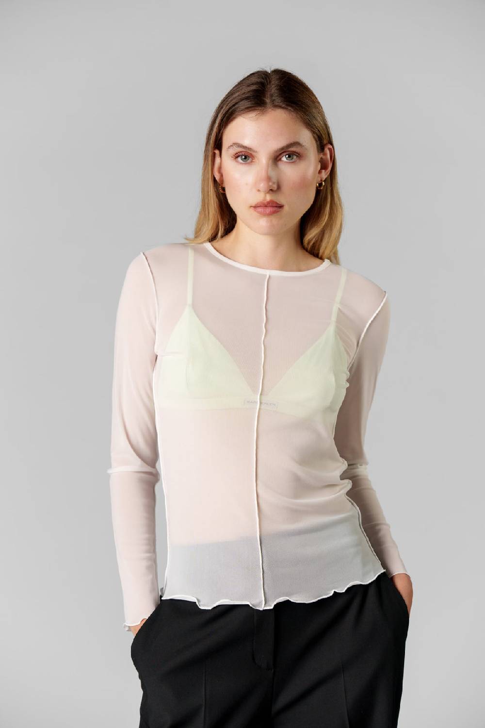 Karo Kauer Mesh Longsleeve Creme Letzte 2 Tage