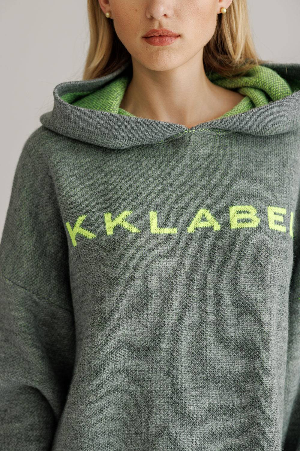Karo Kauer Knit Hoodiedress Silver Grey Black Friday Preise