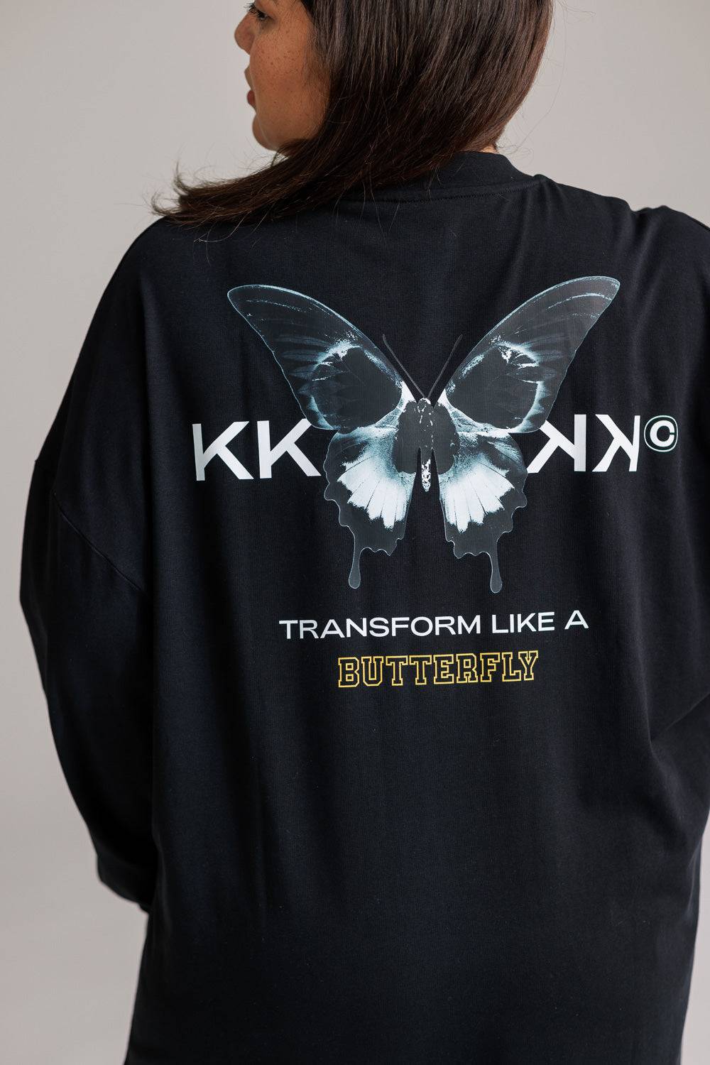 Karo Kauer Shirtdress Butterfly Black Im Verkauf