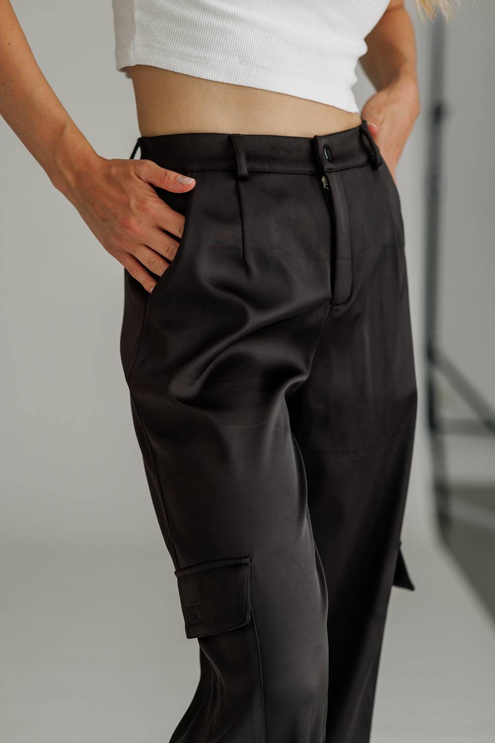 Karo Kauer Satin Pants Black Nur für heute