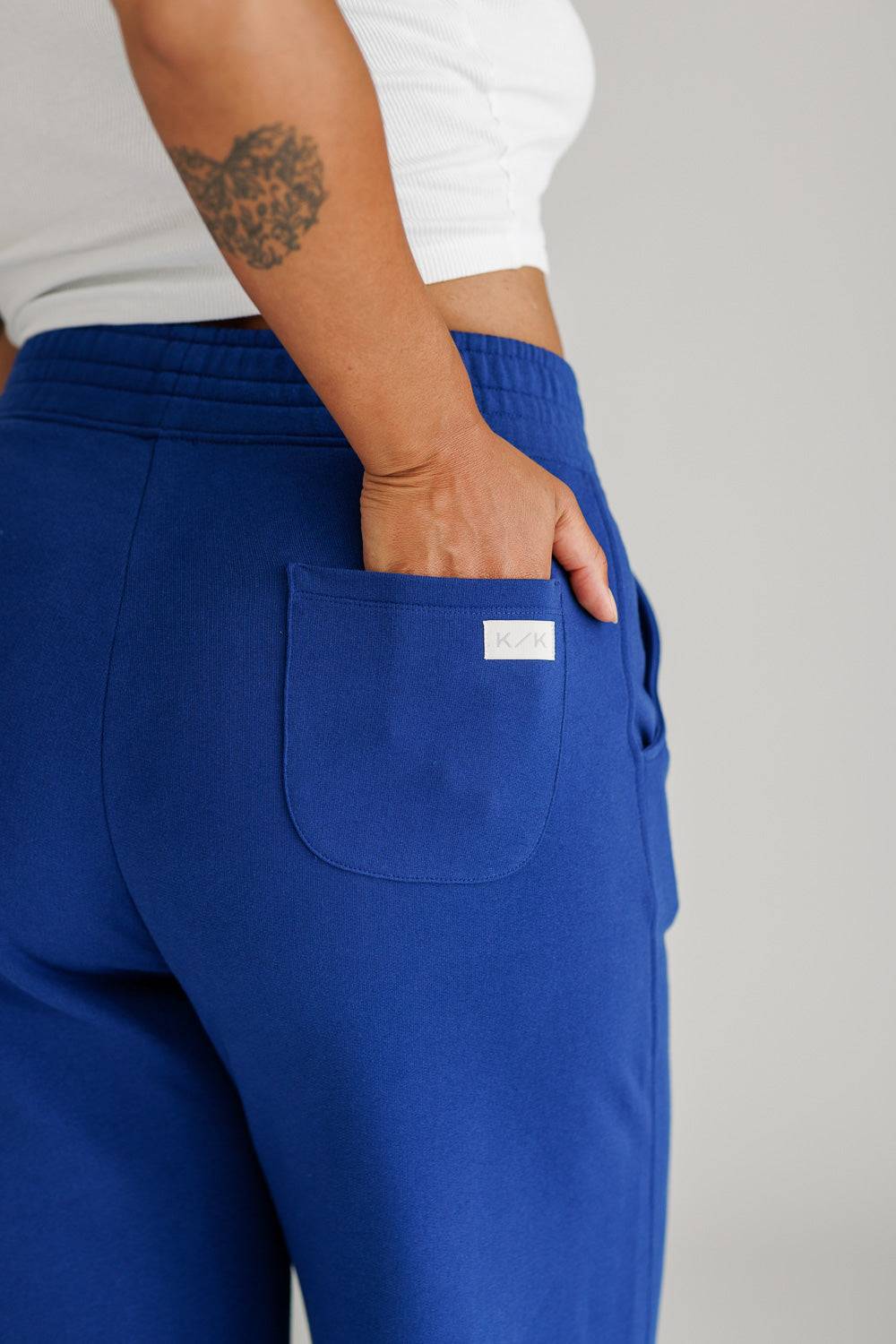 Karo Kauer Wide Leg Pants Dark Blue Sonderangebot der Fabrik