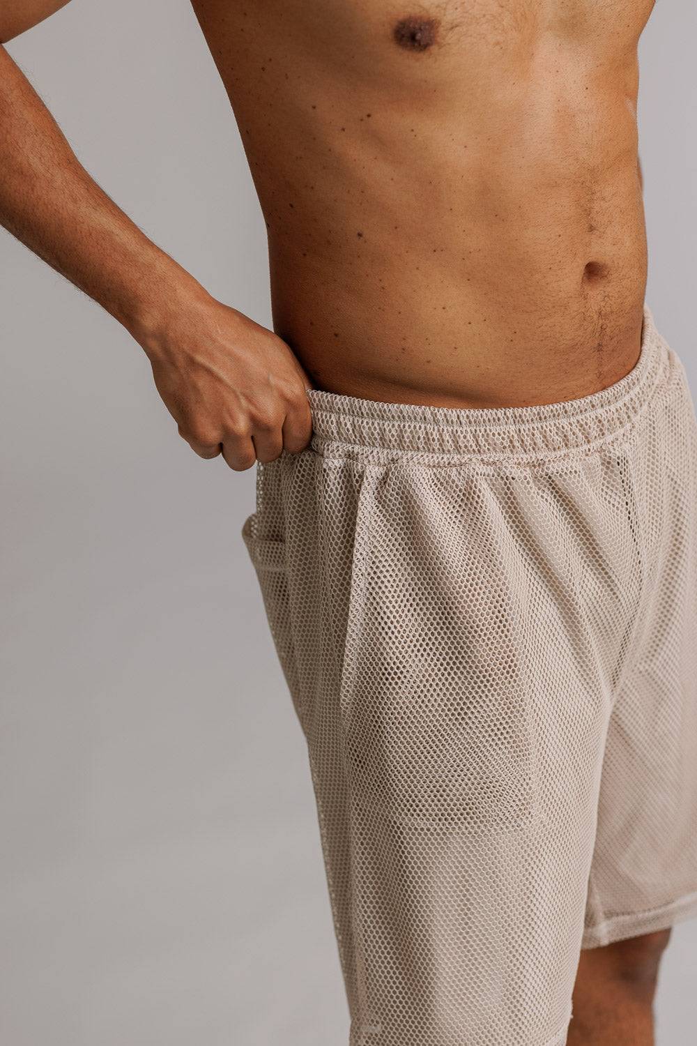 Karo Kauer Mesh Shorts Sand 50% Rabatt mit kostenlosem Versand