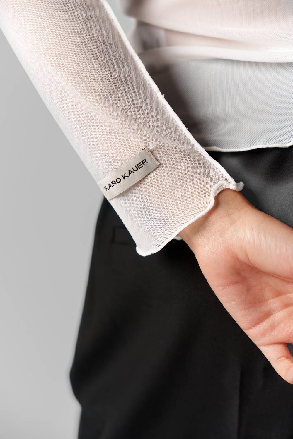 Karo Kauer Mesh Longsleeve Creme Fabrikpreis