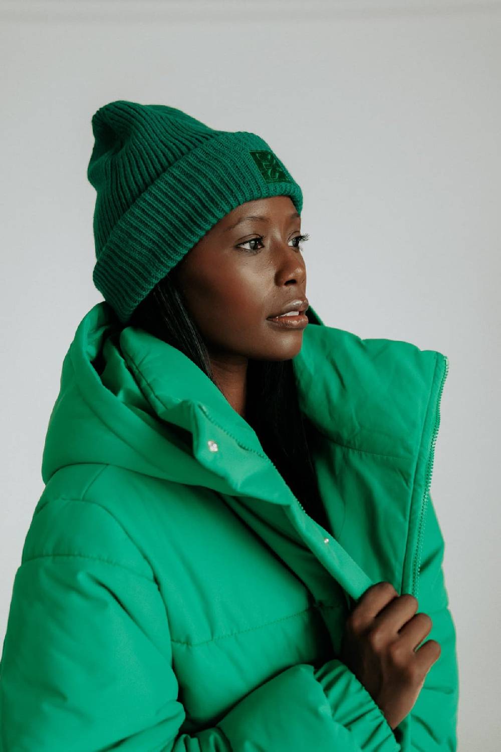 Karo Kauer Puffer Jacket Green Tiefpreis