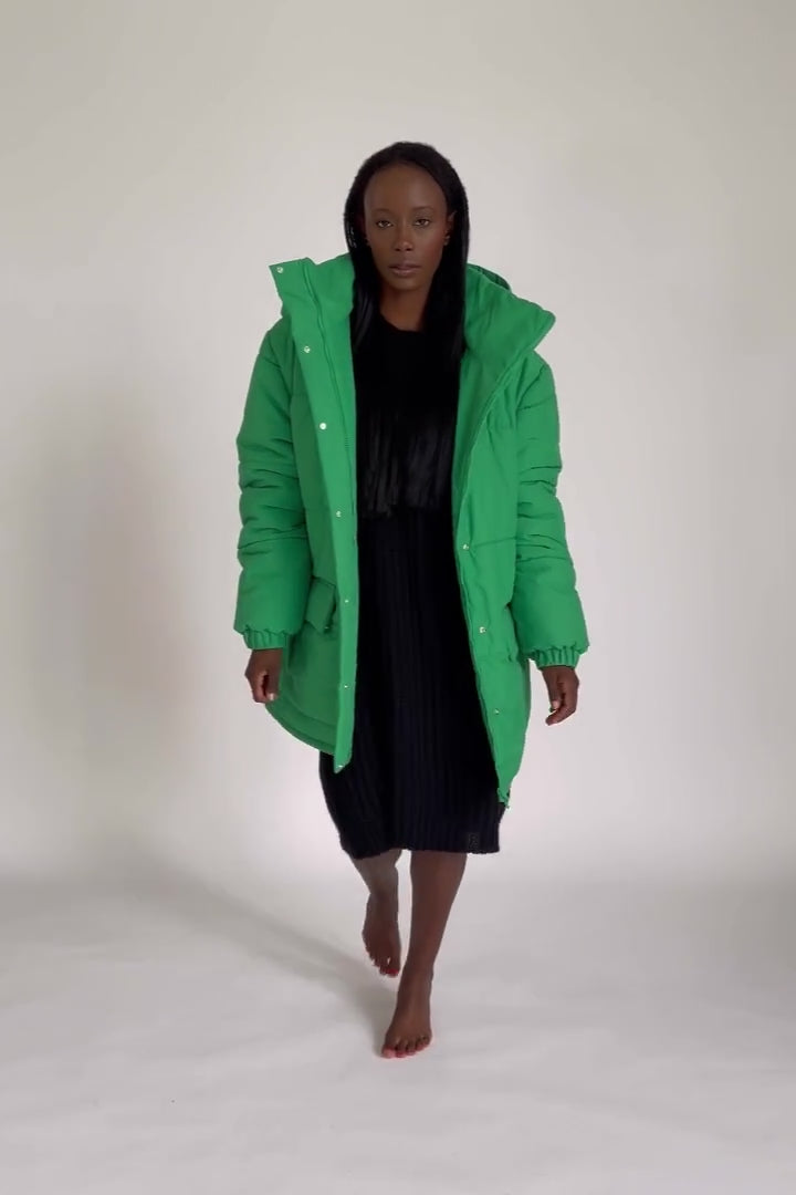 Karo Kauer Puffer Jacket Green Tiefpreis