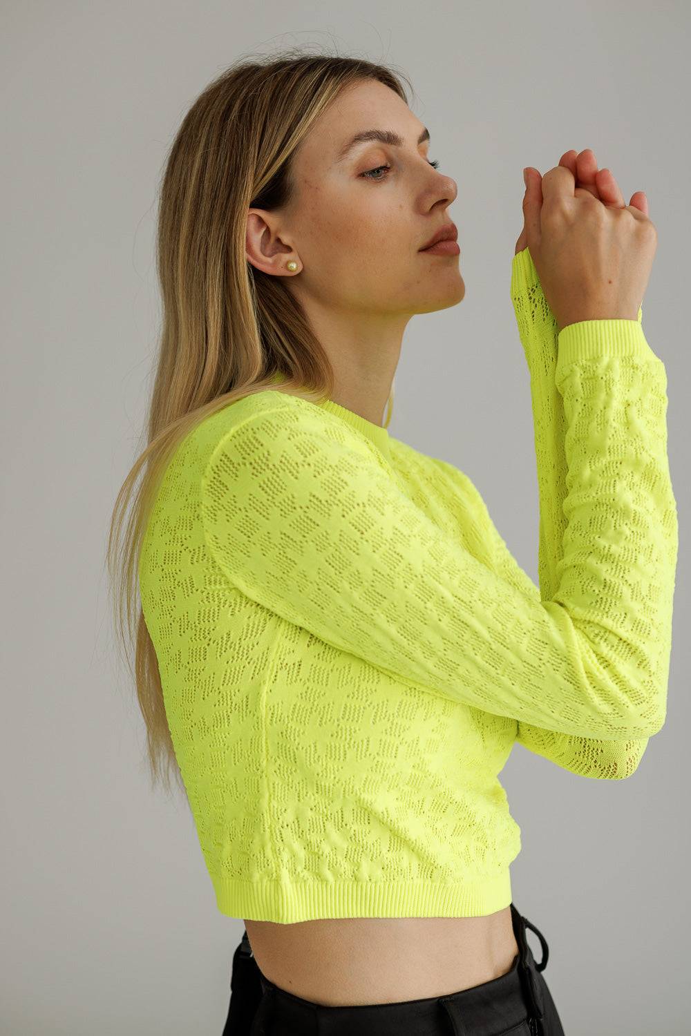 Karo Kauer Knit Shirt Cropped Neon Lime Fabrikverkauf
