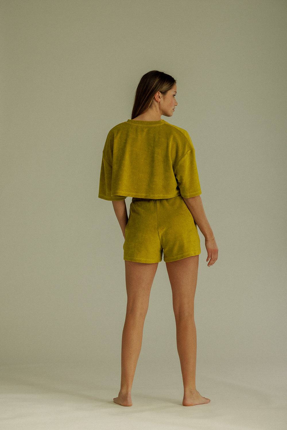 Karo Kauer Frottee T-Shirt Olive Fabrik Onlineshop