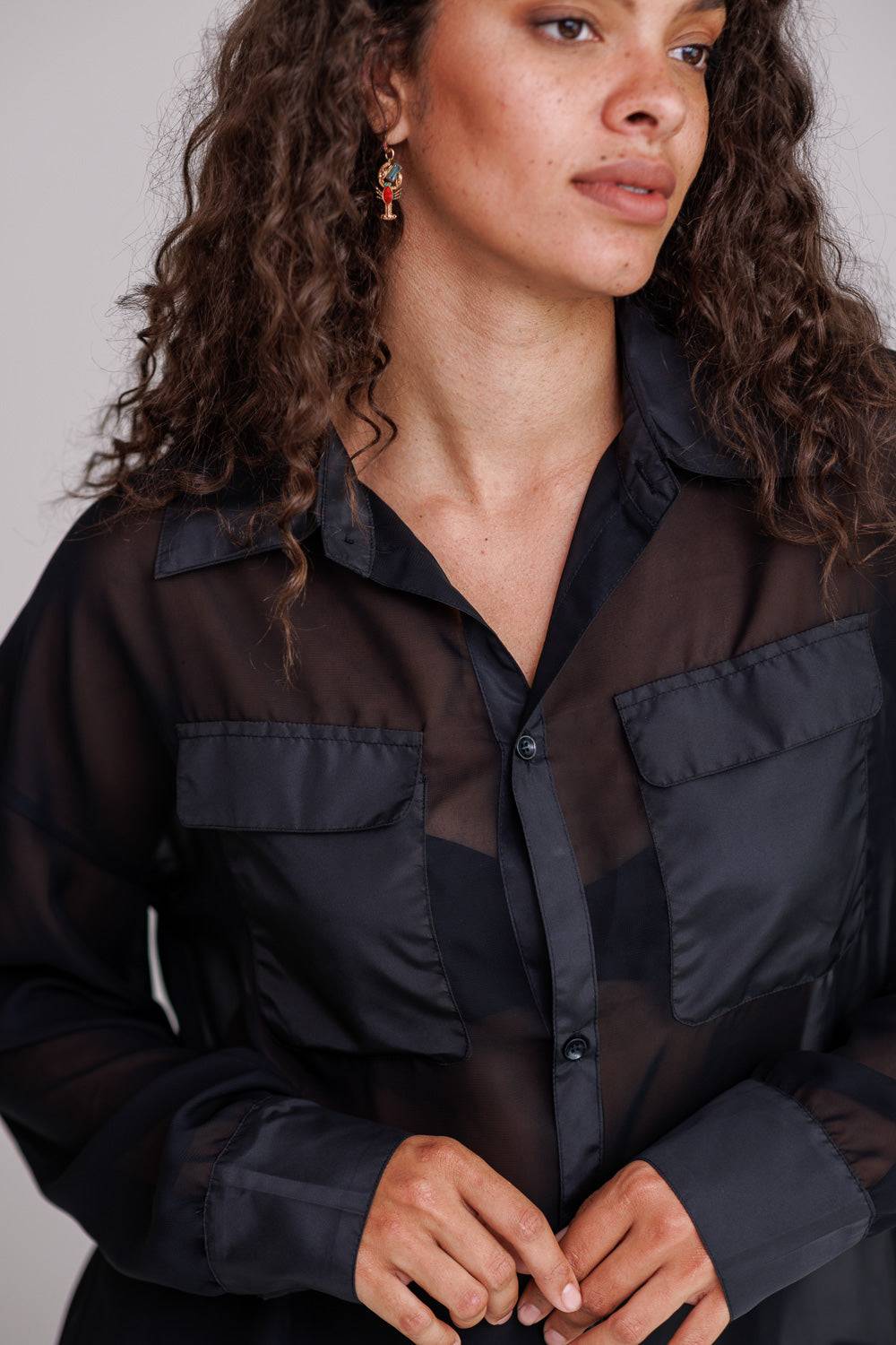 Karo Kauer Blouse Transparent Black Fabrikpreis