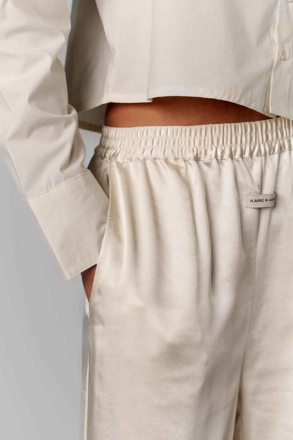 Karo Kauer Satin Pants Creme Großer Ausverkauf