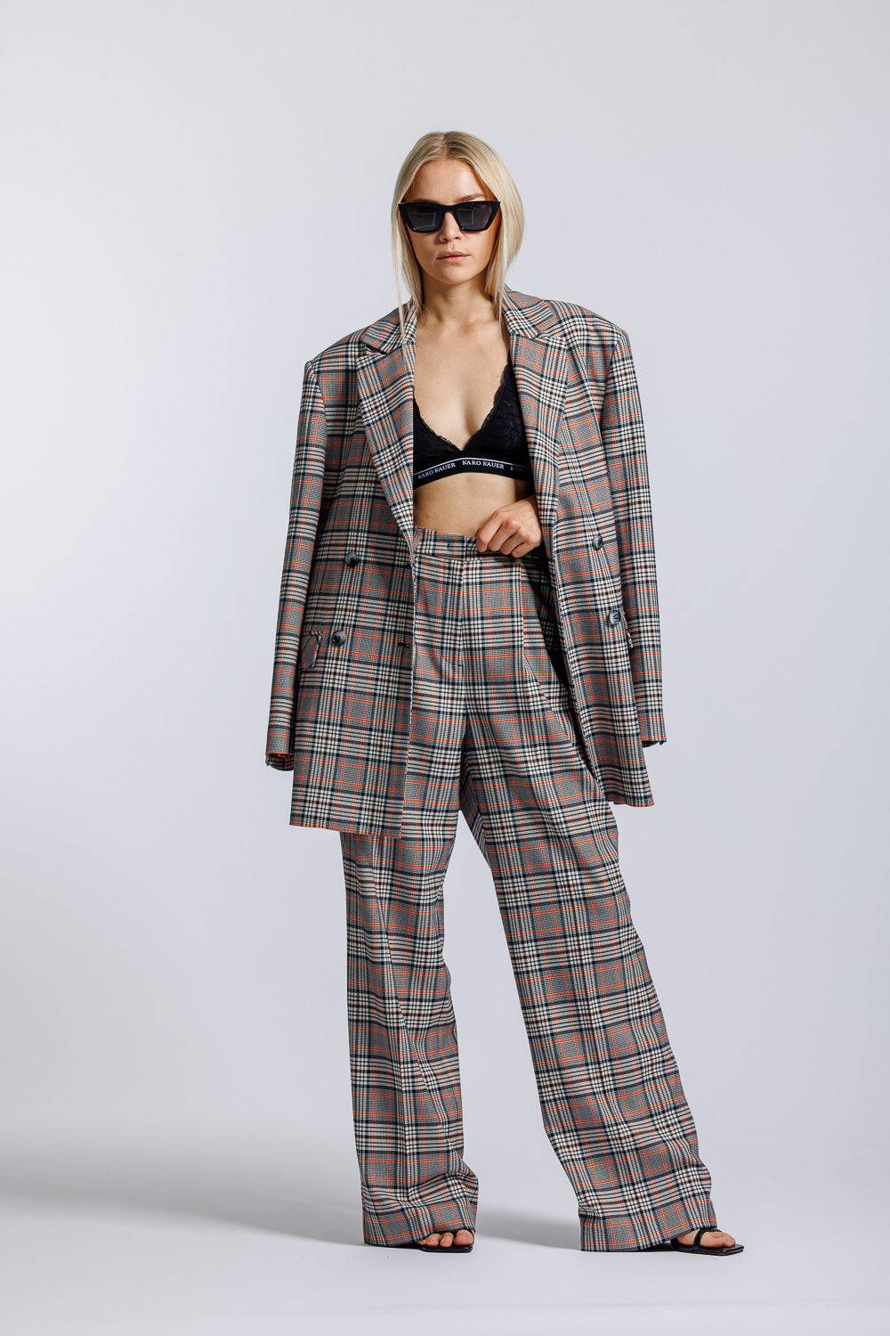 Karo Kauer Wide Leg Pants Checkered Kauf eins, bekomm eins gratis
