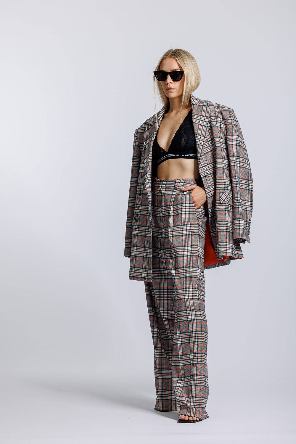 Karo Kauer Wide Leg Pants Checkered Kauf eins, bekomm eins gratis