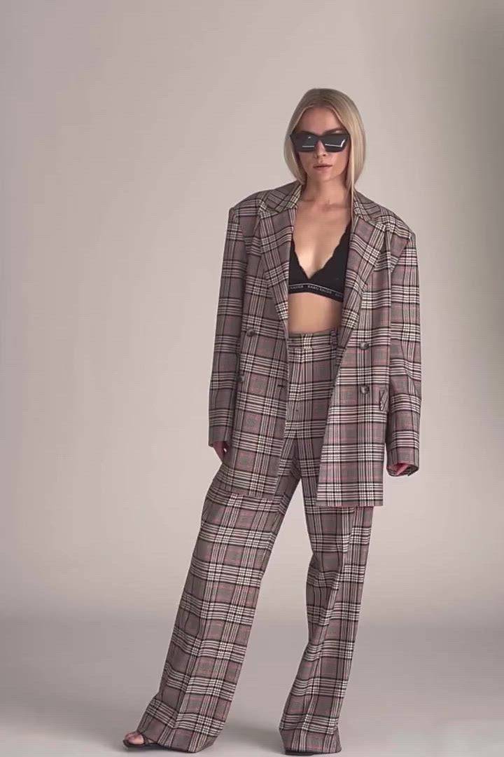 Karo Kauer Wide Leg Pants Checkered Kauf eins, bekomm eins gratis
