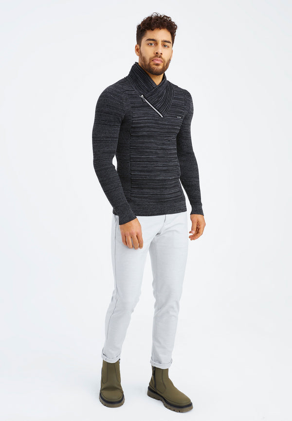 Leif Nelson Strickpullover Feinstrick mit Schalkragen Kostenloser Versand