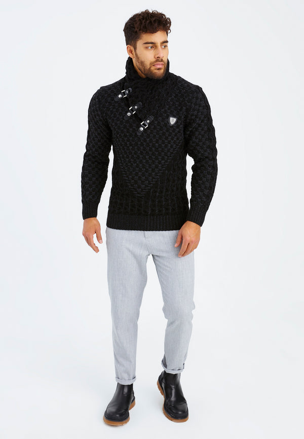 Leif Nelson Strickpullover Grobstrick mit Schalkragen Fabrikpreis