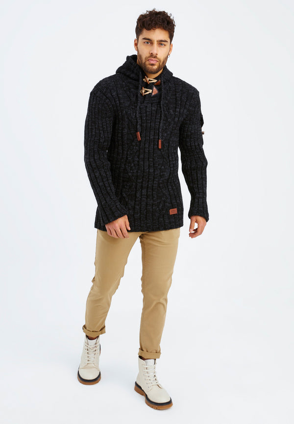 Leif Nelson Strickpullover Grobstrick mit Kapuze Exklusivangebot