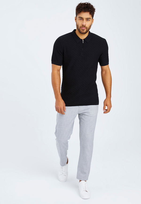 Leif Nelson Polo-Shirt Feinstrick mit Reißverschluss Osterangebot
