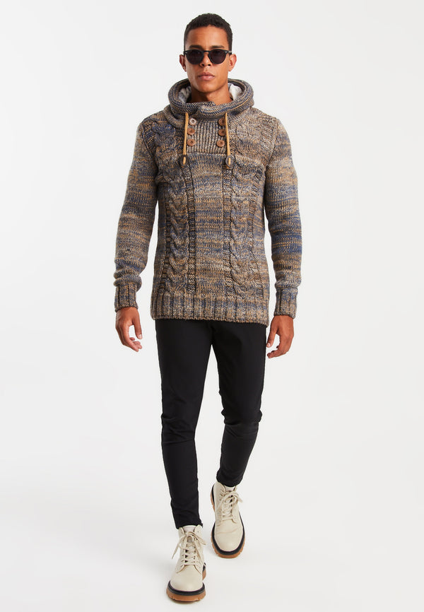 Leif Nelson Strickpullover Grobstrick mit Kapuze Räumungsverkauf