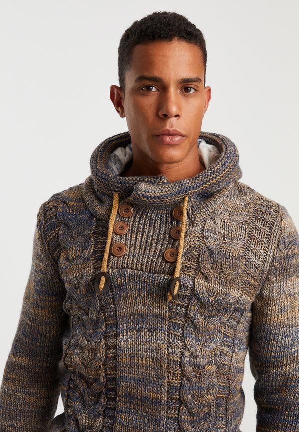 Leif Nelson Strickpullover Grobstrick mit Kapuze Räumungsverkauf