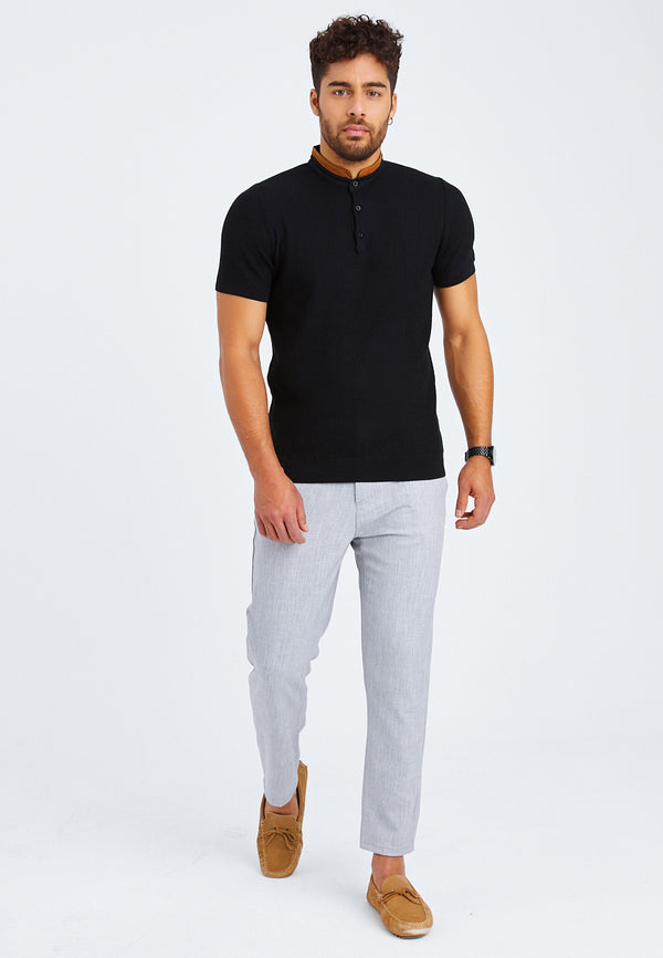 Leif Nelson T-Shirt Feinstrick mit Stehkragen Riesige Rabatte