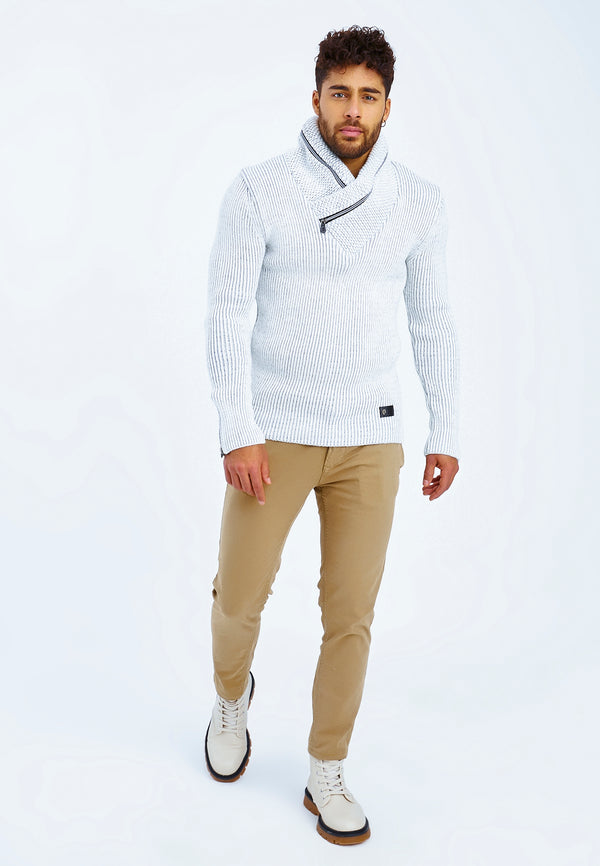Leif Nelson Strickpullover Grobstrick Schalkragen Günstiger Verkauf