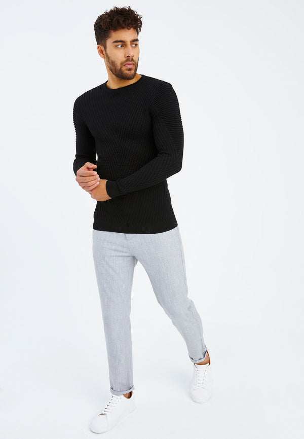 Leif Nelson Strickpullover Feinstrick Rundhals Versandkostenfrei