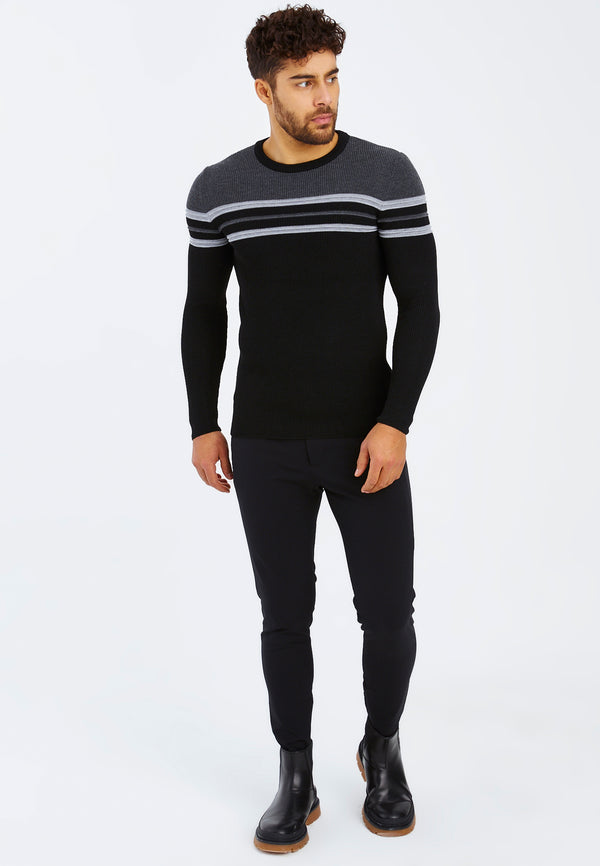 Leif Nelson Strickpullover Feinstrick Rundhals Neueste Mode