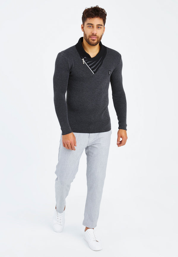 Leif Nelson Strickpullover Feinstrick mit Schalkragen Verkauf