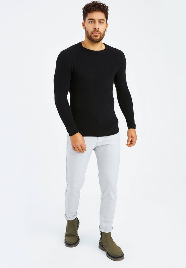 Leif Nelson Strickpullover Feinstrick Rundhals Kostenloser Versand
