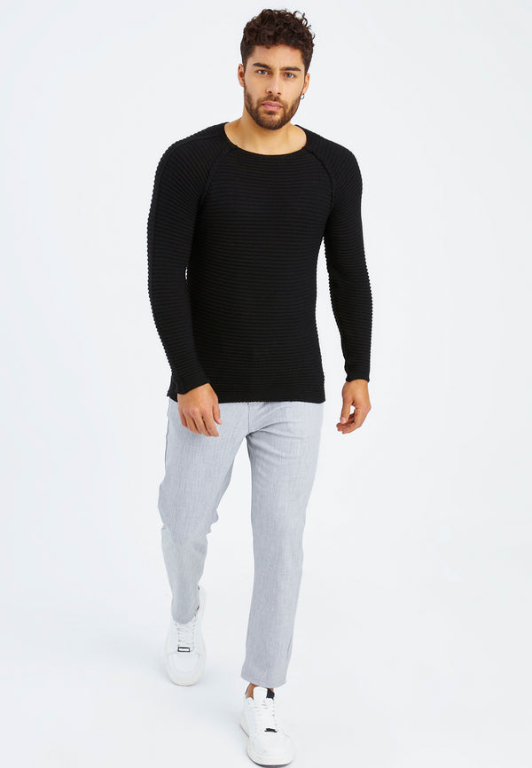 Leif Nelson Strickpullover Grobstrick Rundhals Black Friday