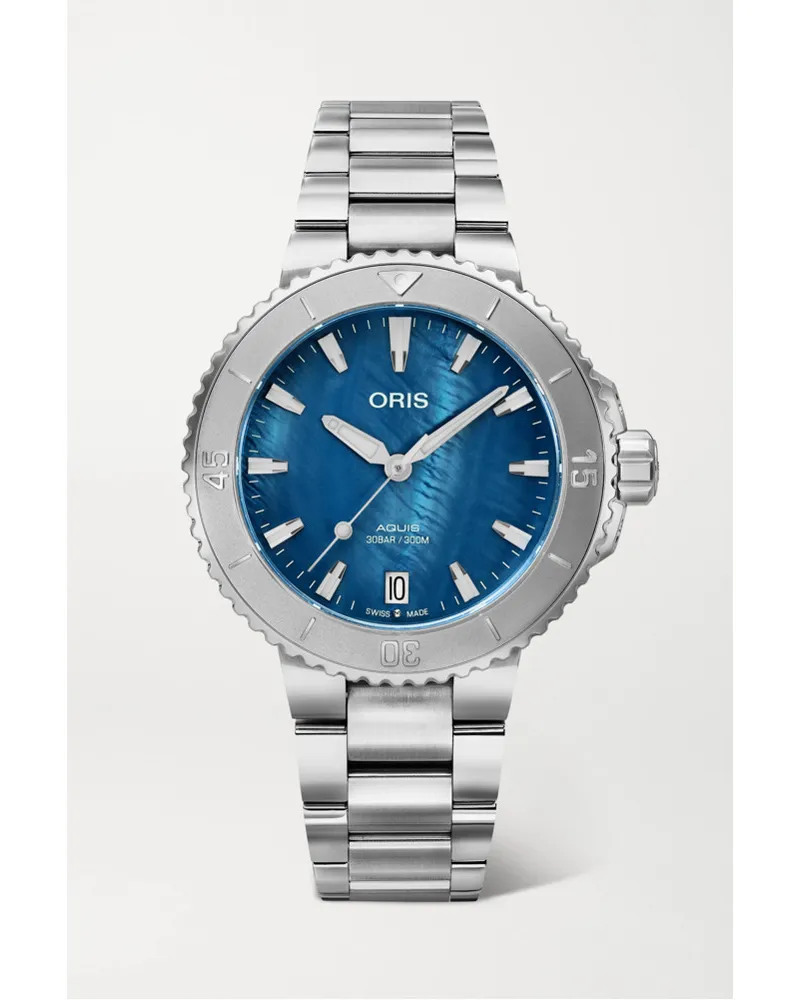 ORIS Aquis Date Automatic 365 Mm Uhr Aus Edelstahl Und Perlmutt Blau Preisnachlass