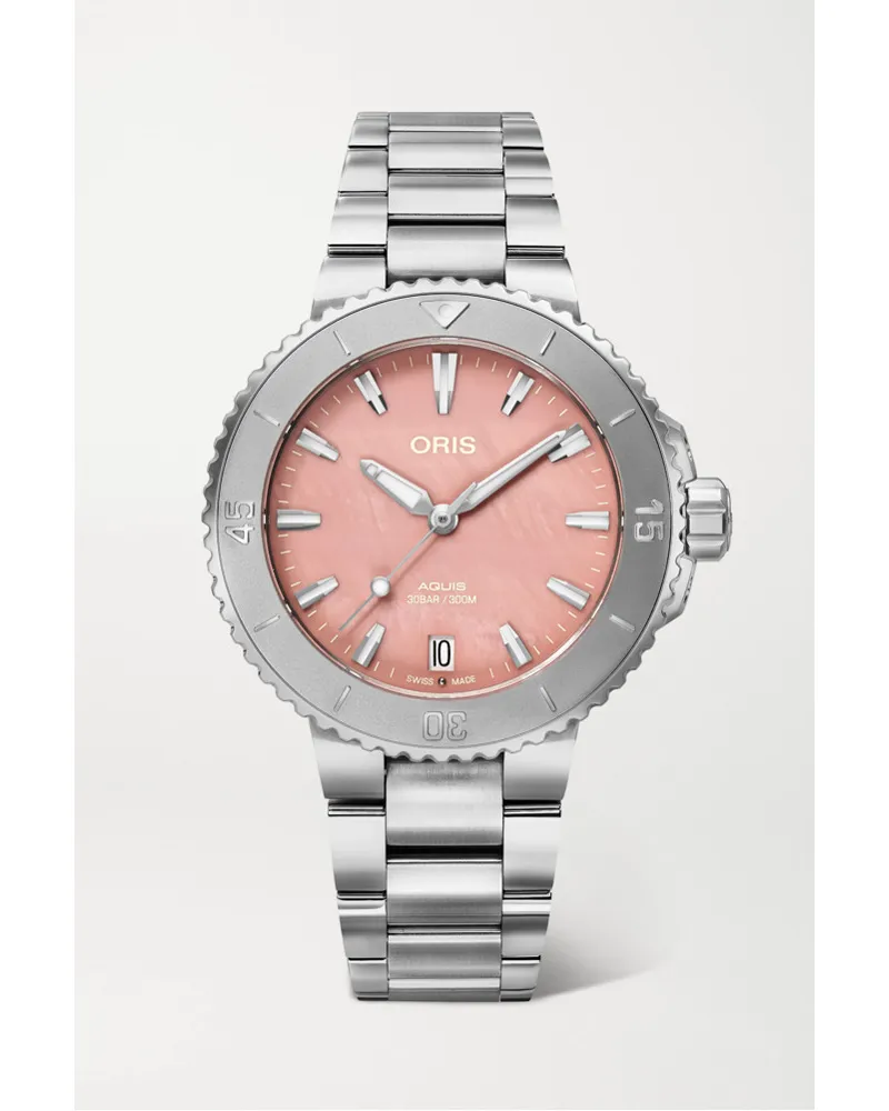 ORIS Aquis Date Automatic 365 Mm Uhr Aus Edelstahl Und Perlmutt Rot Saisonschlussverkauf