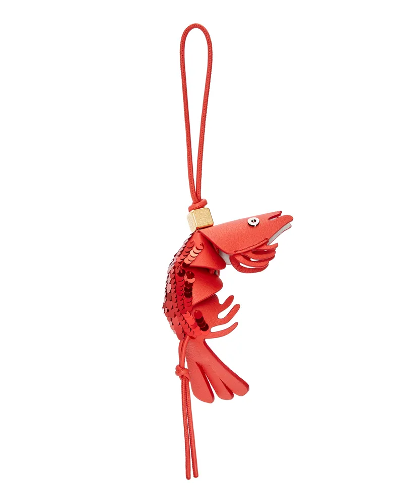Loewe Luxury Shrimp Charm In Classic Calfskin Red Blitzverkäufe