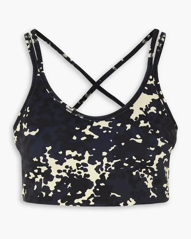 Tory Sport Sport Bh Aus Bedrucktem Stretch Tactel Blau Verkauf