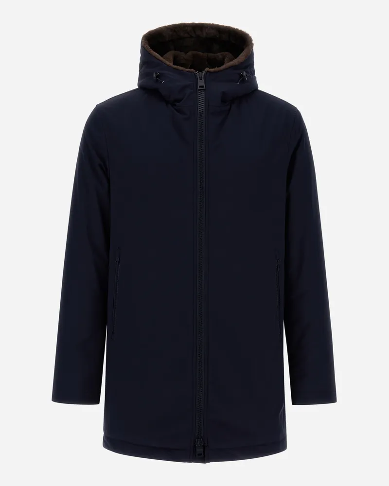 Herno Parka Keystone Mit Synthetischem Material Innen Blau VIP-Rabatte