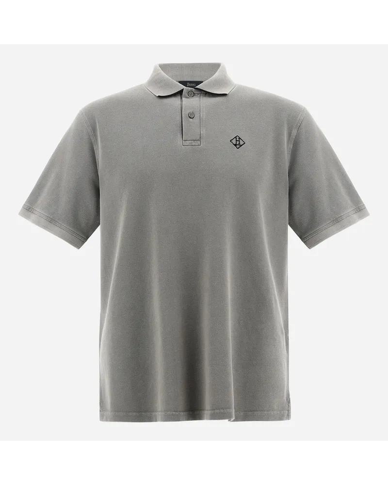 Herno Pigment Dye Pique' Poloshirt Grau Limitierter Zeitrabatt