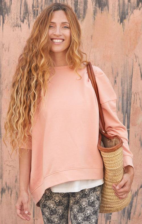 Ognx Yoga Loose Sweater OM Bio Baumwolle Pia - rosa Kostenloser Versand