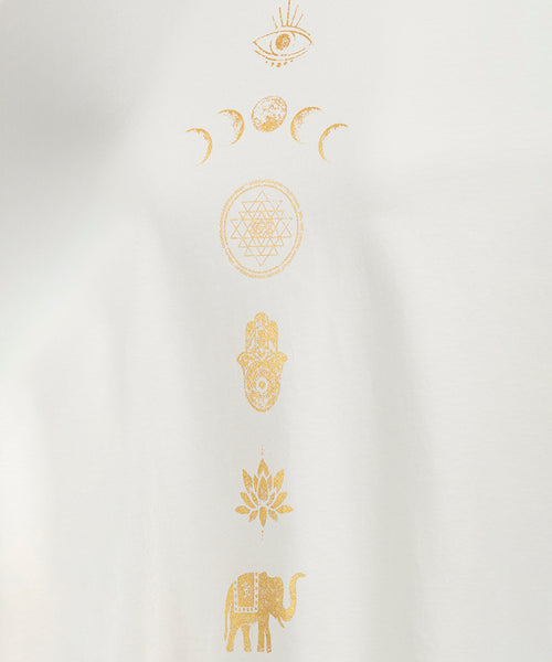 Ognx Yoga Boxy T-Shirt Spiritual Chakras by Gabriela Bozic Bio Baumwolle Tencel™ Sora - weiß Limitierter Zeitrabatt