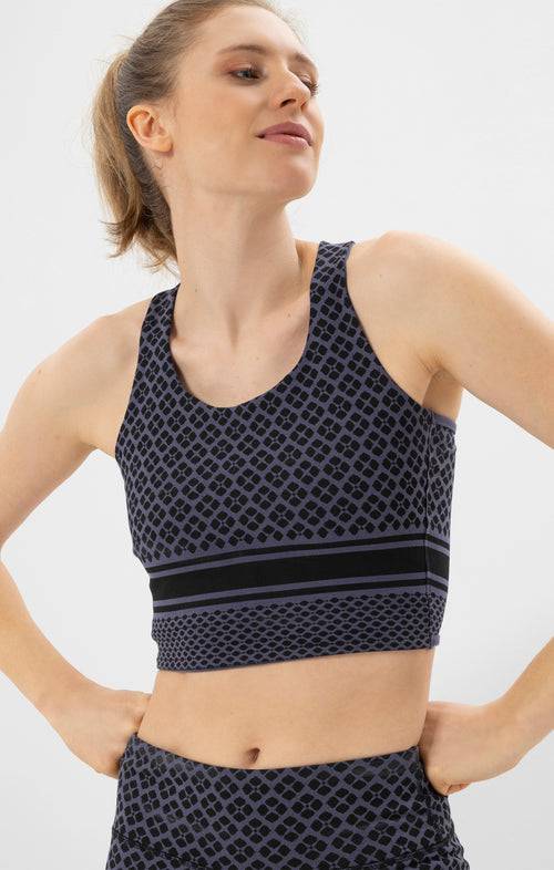 Ognx Yoga BH Long Mosaik Tencel™ Bio Baumwolle Cali - blau Fabrikpreis