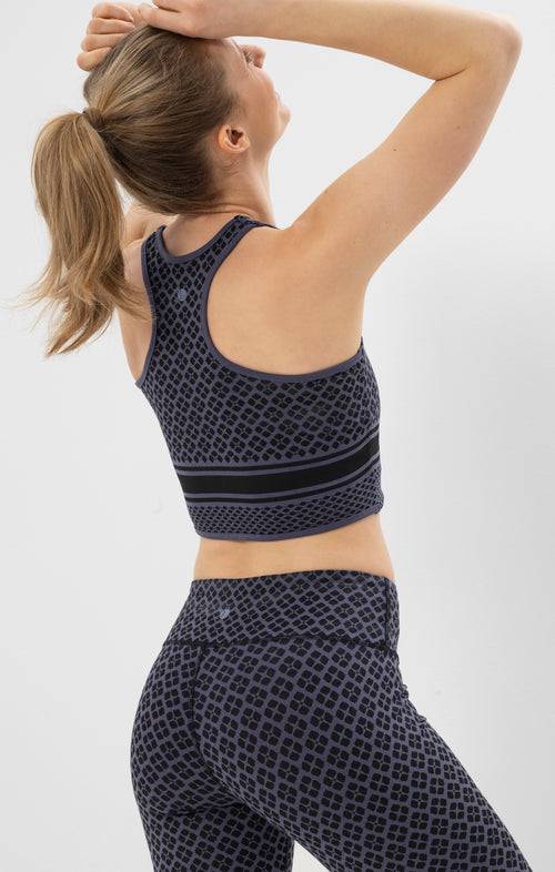 Ognx Yoga BH Long Mosaik Tencel™ Bio Baumwolle Cali - blau Fabrikpreis