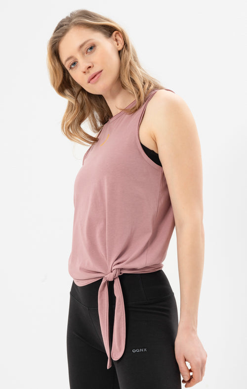 Ognx Yoga Knoten Tank Moon Bio Baumwolle Tencel™ Tari - rosa Exklusivangebot