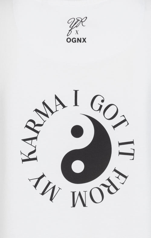 Ognx Yoga Athletic Tank I Got It From My Karma by Angélique Poulain Bio Baumwolle Tencel™ Tara - weiß Cyber Monday