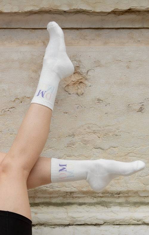Ognx Yoga Sportsocken OM OM Bio Baumwolle Ava - weiß Valentinstagsangebot