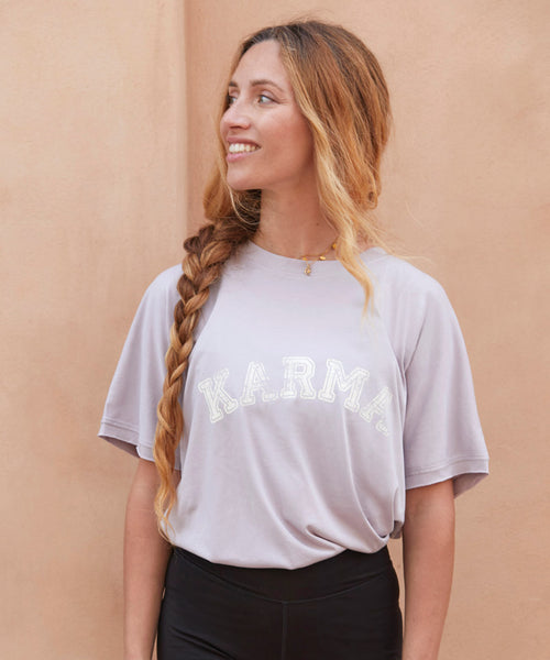 Ognx Yoga Boxy T-Shirt Karma Bio Baumwolle Tencel™ Sora - lila Kostenlose Rückgabe