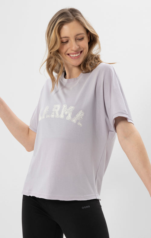 Ognx Yoga Boxy T-Shirt Karma Bio Baumwolle Tencel™ Sora - lila Kostenlose Rückgabe