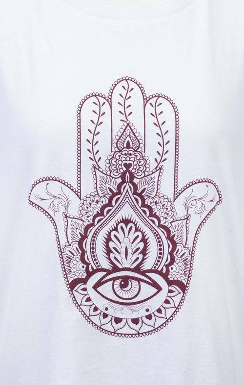 Ognx Soft Boyfriend T-Shirt Hamsa Bio Baumwolle - weiß Bis zu 65% Rabatt