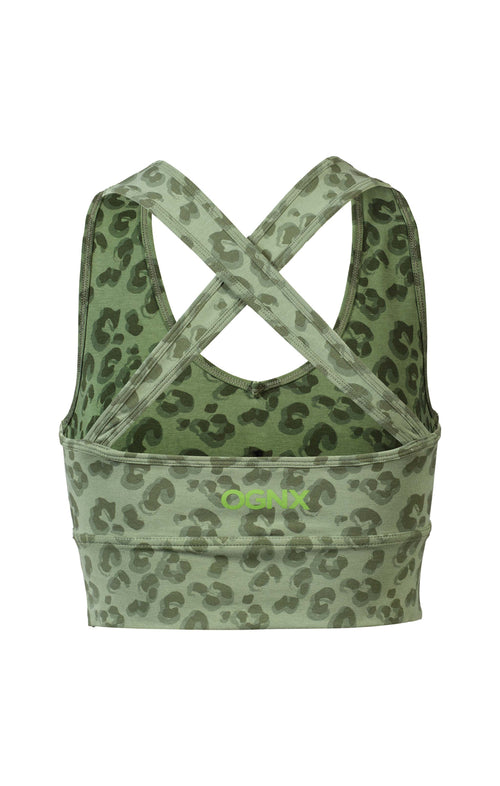 Ognx Yoga BH Leo Cropped - Mittlerer Halt - Tencel™ Bio Baumwolle - grün Nur noch ein Tag übrig