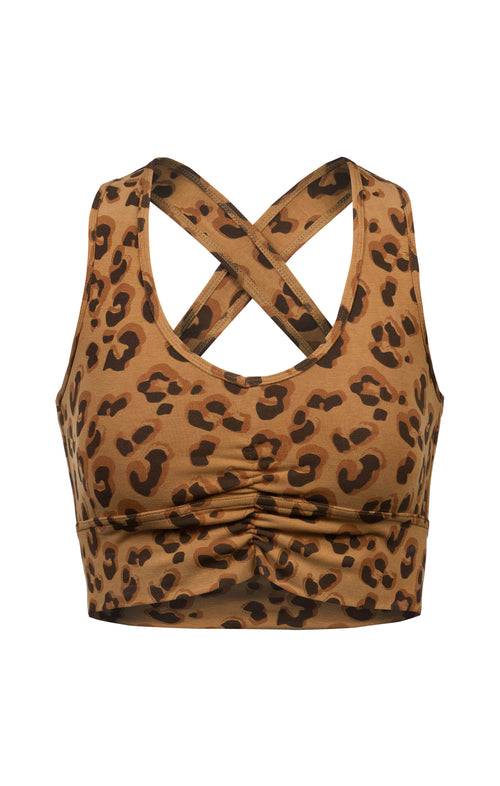 Ognx Yoga BH Leo Cropped - Mittlerer Halt - Tencel™ Bio Baumwolle - braun Kostenloser Versand international
